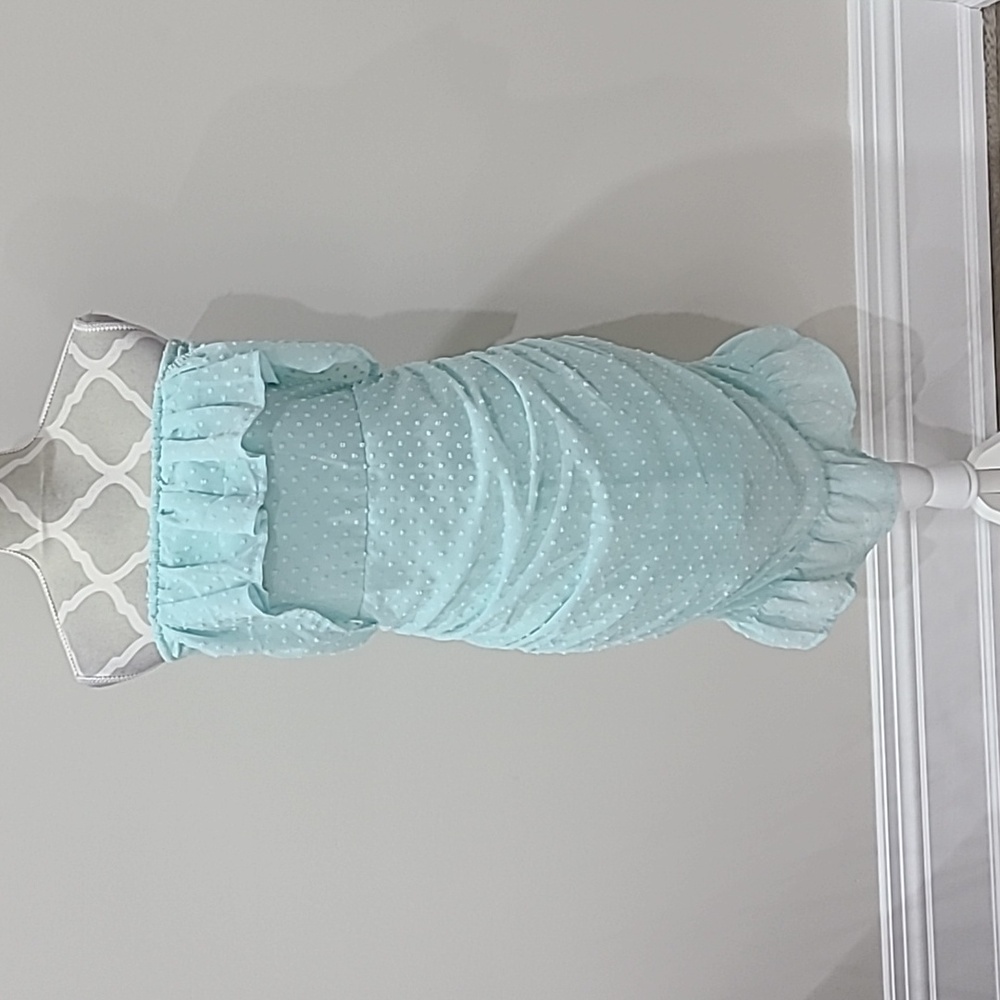 Evilly Bazir Seafom Green Off Shoulder Ruffle Dress